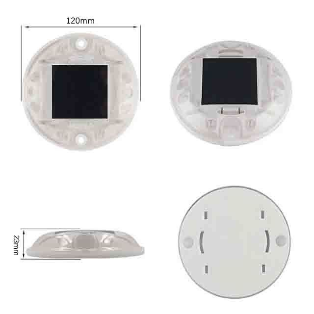 Alto brilho PC Forma redonda Marcador de pavimento solar Luz IP68 Olho de gato de plástico